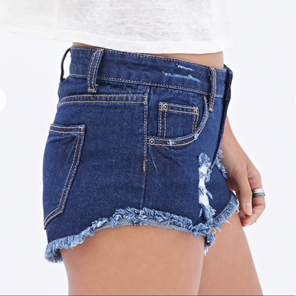 Forever 21 Distressed Dark Denim Shorts - Picture 3 of 8